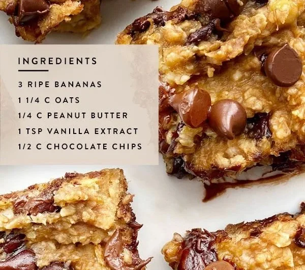 Delicious 4 ingredient peanut butter banana bars on a wooden table