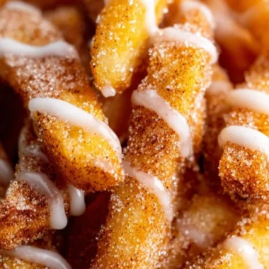 Deliciously crispy Air Fryer Apple Fries served with a dipping sauce