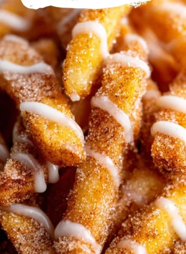 Deliciously crispy Air Fryer Apple Fries served with a dipping sauce