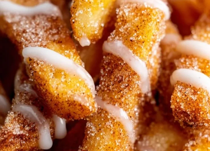Deliciously crispy Air Fryer Apple Fries served with a dipping sauce