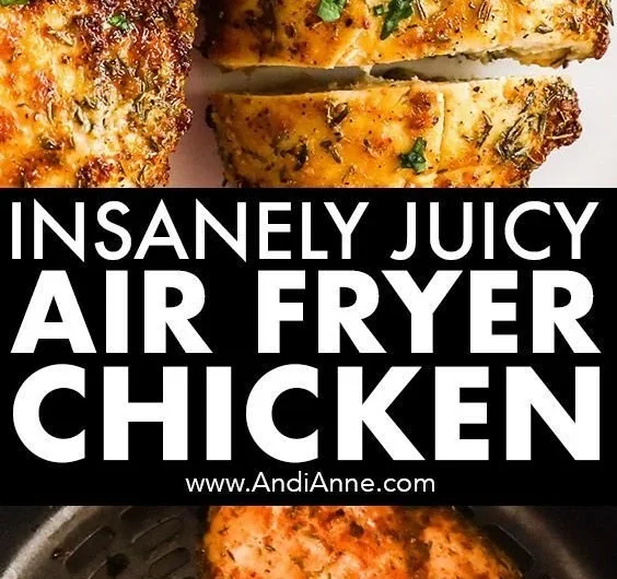 Juicy air fryer chicken breasts served with herbs and spices