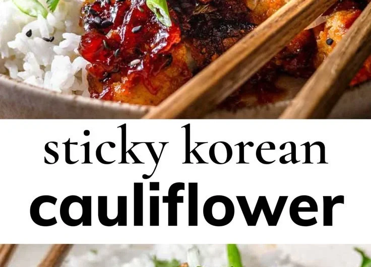 Air Fryer Korean Chili Cauliflower dish garnished and ready to serve