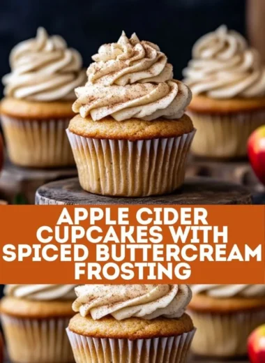 Delicious apple cider cupcakes with spiced buttercream frosting on a plate