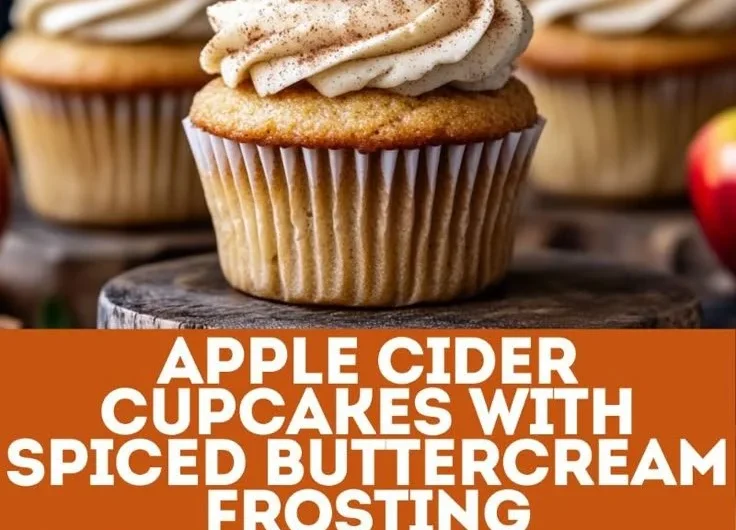 Delicious apple cider cupcakes with spiced buttercream frosting on a plate