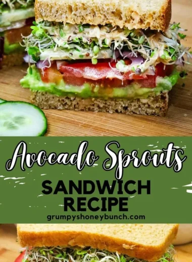 Avocado sprouts sandwich featuring fresh ingredients and healthy toppings