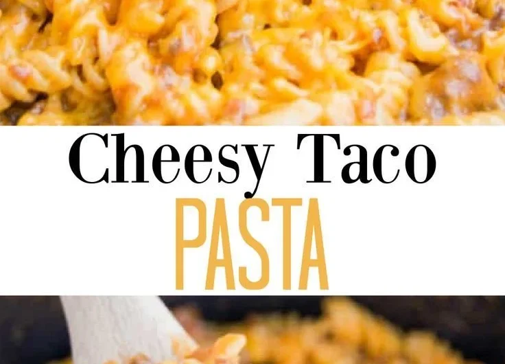 Delicious bowl of Cheesy Taco Pasta topped with cheese and cilantro
