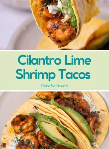 Cilantro lime shrimp tacos with creamy slaw on a plate.