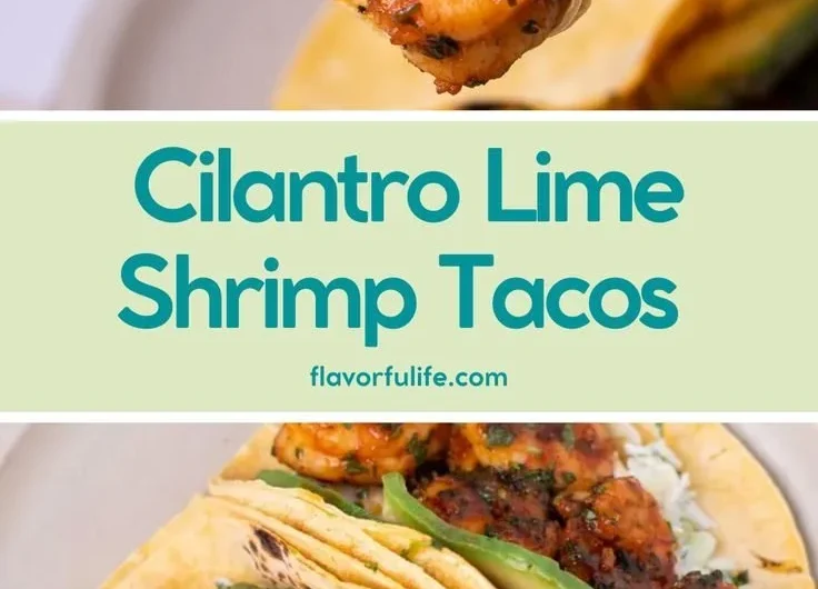 Cilantro lime shrimp tacos with creamy slaw on a plate.