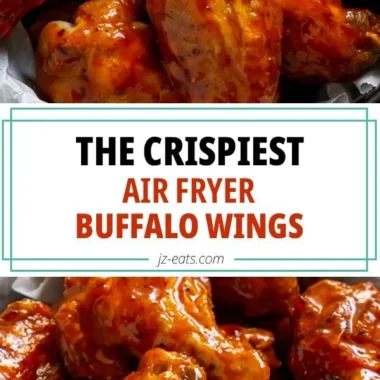 Crispy air fryer buffalo wings served with dipping sauce