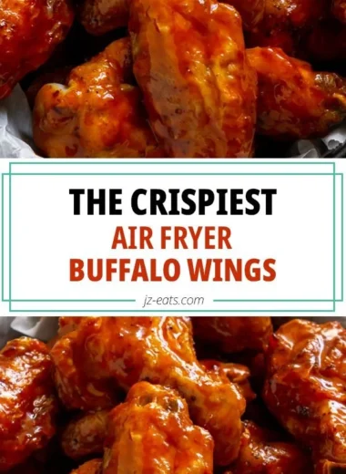 Crispy air fryer buffalo wings served with dipping sauce