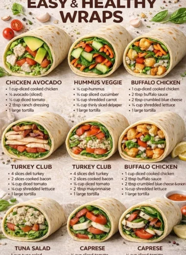 Colorful healthy wraps filled with fresh vegetables and lean proteins