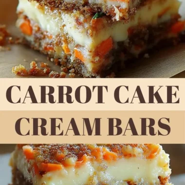 Delicious carrot cake cream cheese bars topped with creamy frosting.