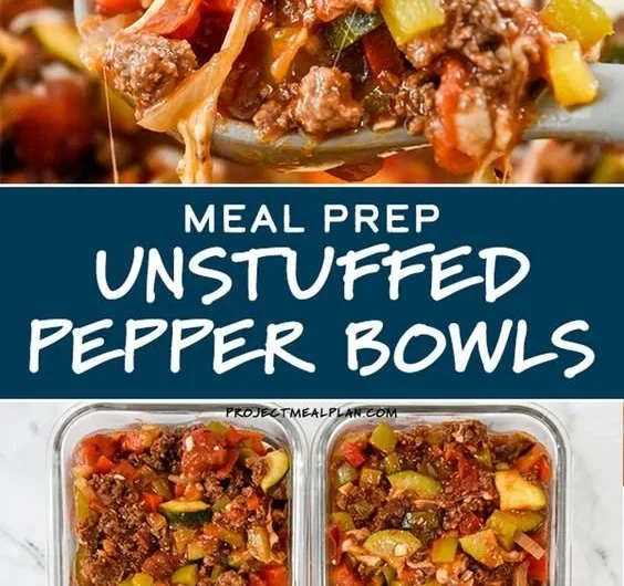 Delicious meal prep unstuffed pepper bowls ready for healthy eating.