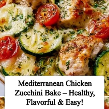 Delicious Mediterranean Chicken Zucchini Bake garnished with herbs