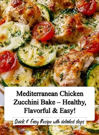 Delicious Mediterranean Chicken Zucchini Bake garnished with herbs