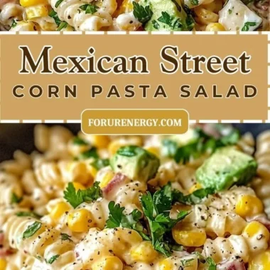 Bowl of Mexican Street Corn Pasta Salad with corn, pasta, and fresh herbs