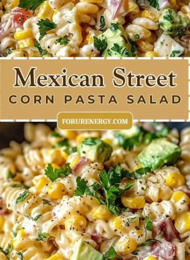 Bowl of Mexican Street Corn Pasta Salad with corn, pasta, and fresh herbs