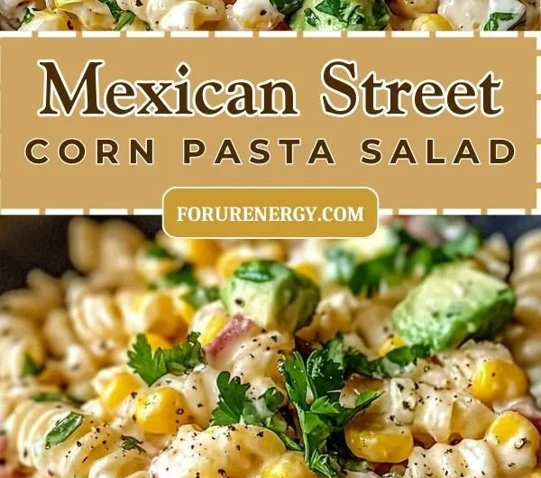 Bowl of Mexican Street Corn Pasta Salad with corn, pasta, and fresh herbs