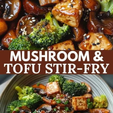 Delicious Mushroom Tofu Stir-Fry dish with vibrant vegetables