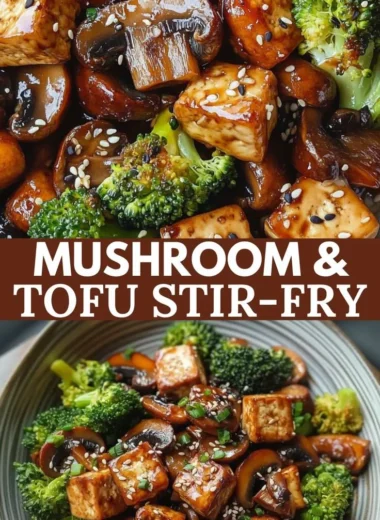 Delicious Mushroom Tofu Stir-Fry dish with vibrant vegetables