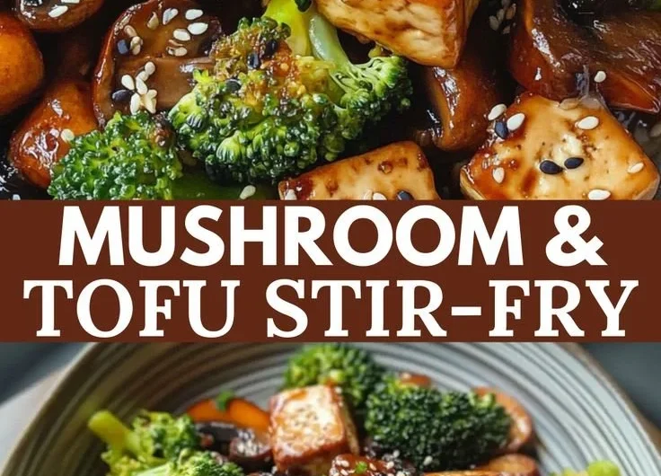 Delicious Mushroom Tofu Stir-Fry dish with vibrant vegetables