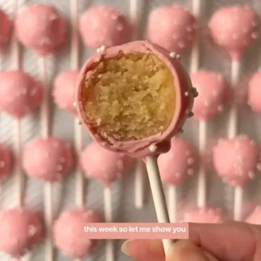 Homemade Birthday Cake Pop inspired by Starbucks, decorated with sprinkles.