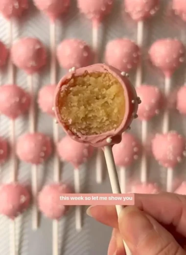 Homemade Birthday Cake Pop inspired by Starbucks, decorated with sprinkles.