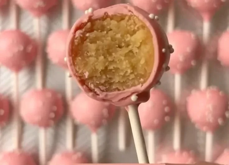 Homemade Birthday Cake Pop inspired by Starbucks, decorated with sprinkles.