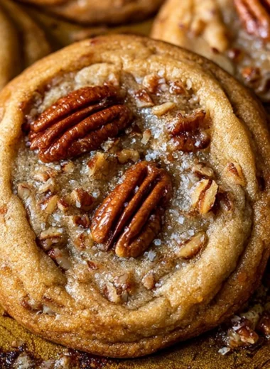 Batch of freshly baked Butter Pecan Cookies on a cooling rack