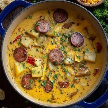 Bowl of creamy Cajun Potato Soup garnished with green onions and spices