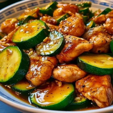 Delicious Chicken Zucchini Stir Fry dish served with vibrant vegetables