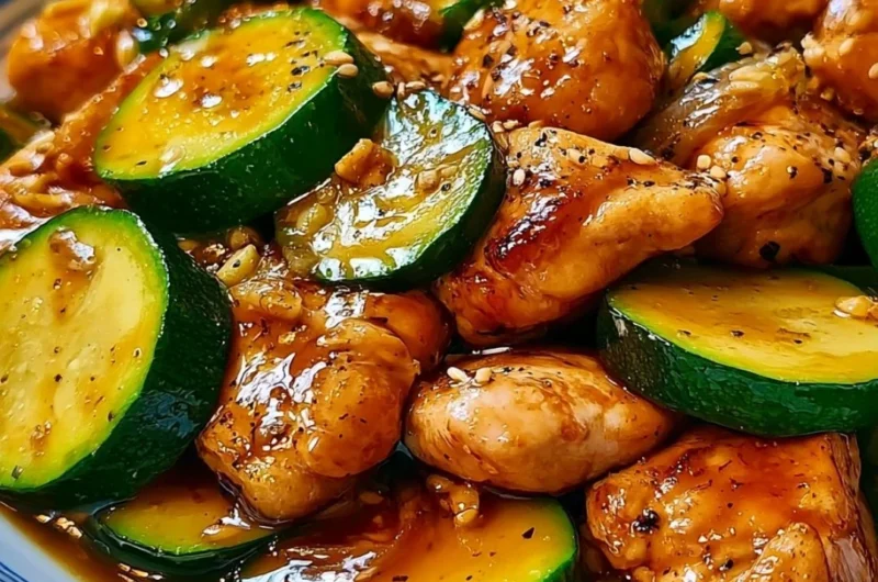 Delicious Chicken Zucchini Stir Fry dish served with vibrant vegetables