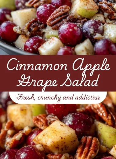 Cinnamon Apple Grape Salad with fresh apples and grapes garnished with cinnamon