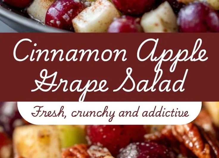 Cinnamon Apple Grape Salad with fresh apples and grapes garnished with cinnamon