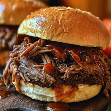 Crockpot BBQ beef sandwiches served on a plate with coleslaw.
