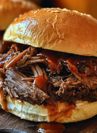 Crockpot BBQ beef sandwiches served on a plate with coleslaw.