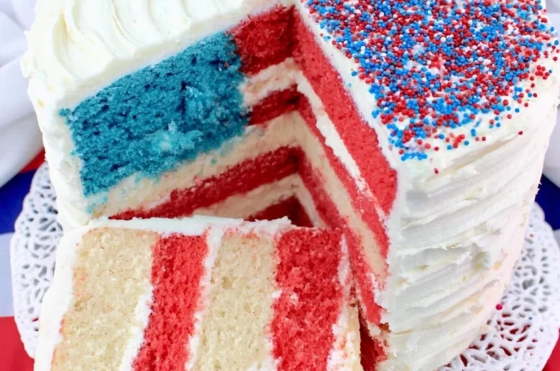 Colorful flag cake decorated for a festive celebration