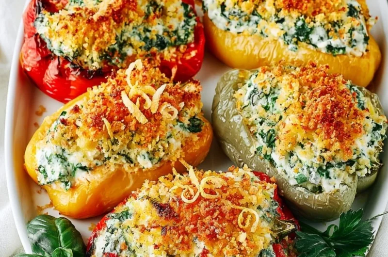 Herby Ricotta Stuffed Peppers filled with creamy ricotta and fresh herbs
