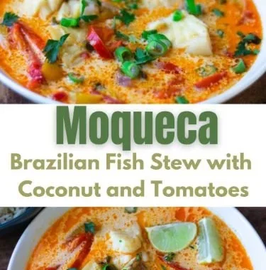 Delicious bowl of Moqueca, a traditional Brazilian fish stew with vibrant ingredients.