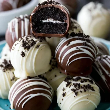 Decadent Oreo Truffles covered in chocolate, ready to enjoy as a sweet treat.