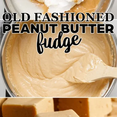 Delicious homemade peanut butter fudge cut into squares on a plate