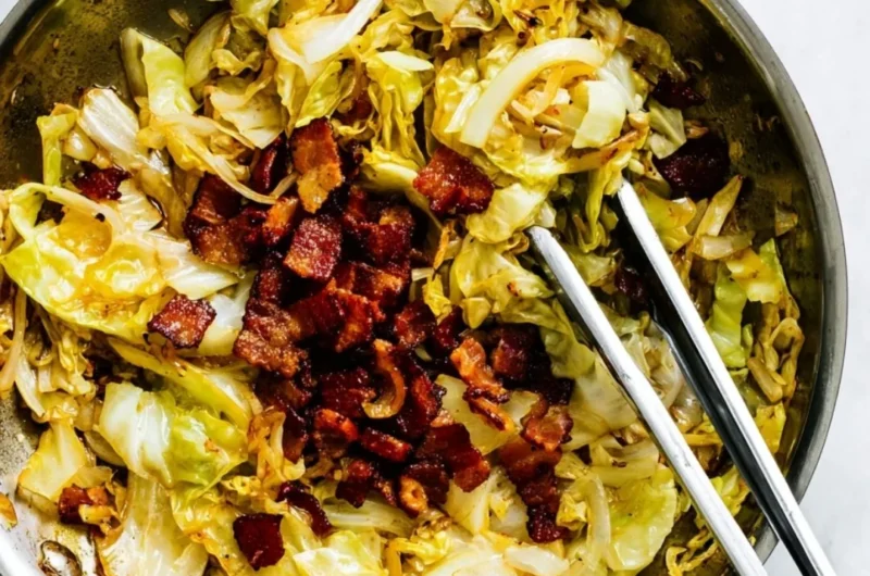 Delicious serving of Southern Fried Cabbage cooked to perfection