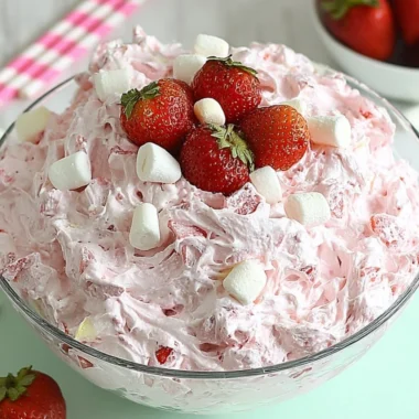 Delicious Strawberry Fluff Salad made with fresh strawberries and whipped cream