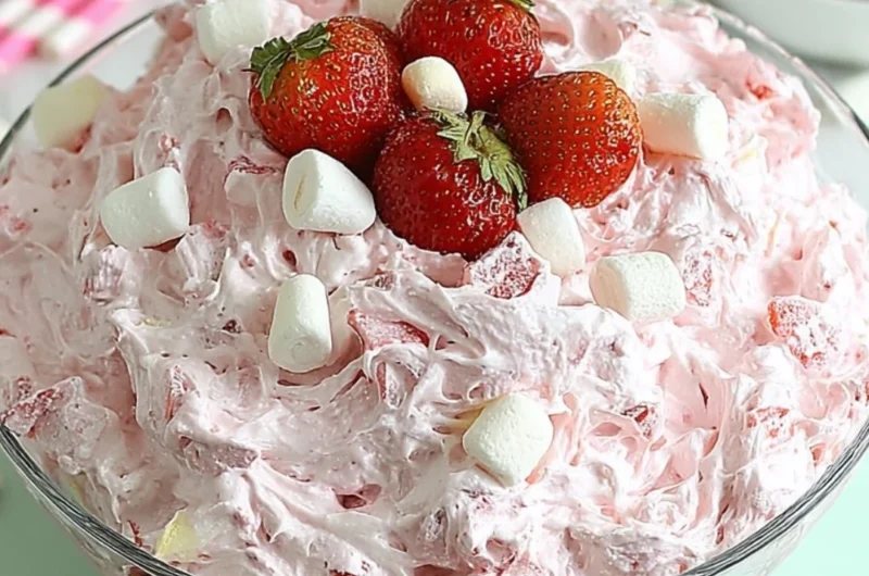 Delicious Strawberry Fluff Salad made with fresh strawberries and whipped cream