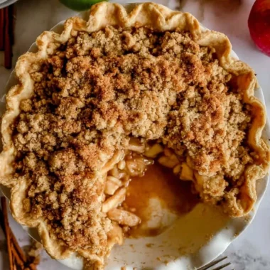 Homemade Dutch apple pie with all-butter crust and crunchy crumble topping
