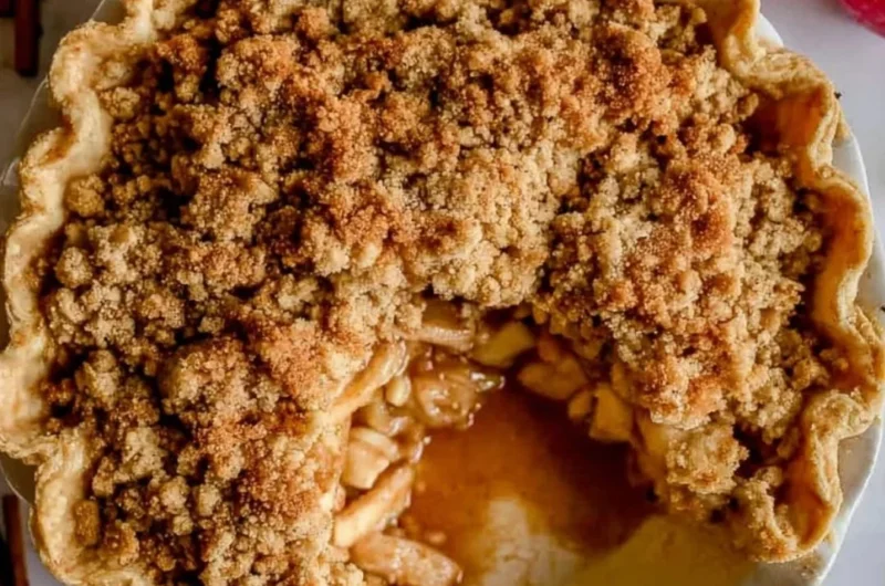 Homemade Dutch apple pie with all-butter crust and crunchy crumble topping