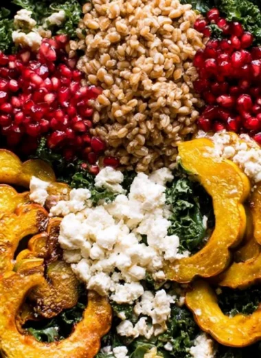 Delicious Autumn Harvest Salad with fresh pomegranates and seasonal ingredients