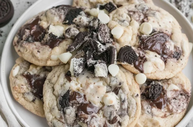 Delicious homemade Cookies and Cream Cookies with chocolate cookie base and cream filling.