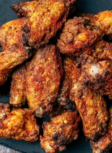 Delicious crispy pellet smoker wings ready to serve, showcasing a golden brown texture.