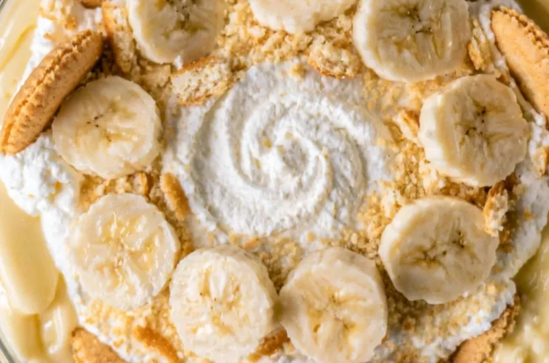 Cozy homemade banana pudding topped with fresh bananas and whipped cream